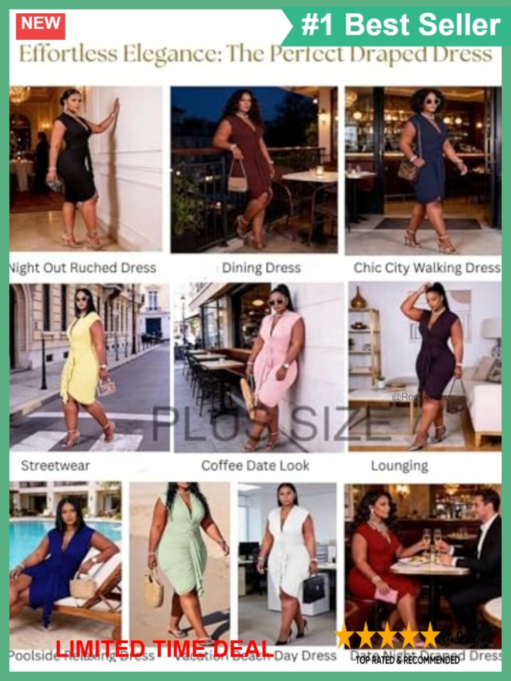 Plus Size Bodycon Ruched Drawstring Mini Club Party Dress - Picture 3 of 6